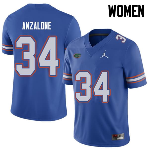 NCAA Florida Gators Alex Anzalone Women's #34 Jordan Brand Royal Stitched Authentic College Football Jersey TNW5664BF